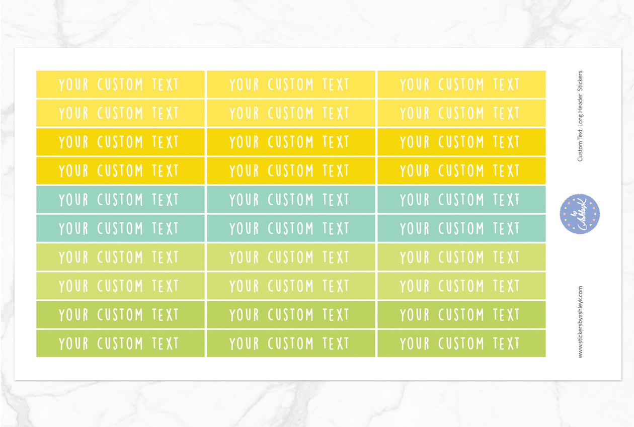 Custom Text Long Header Stickers - Lemon&Lime