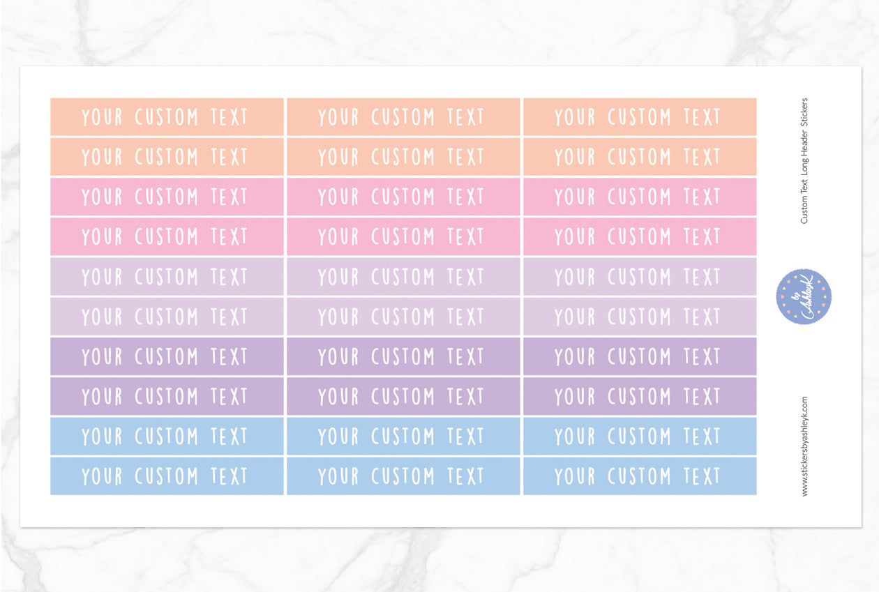Custom Text Long Header Stickers - Pastel Sunset