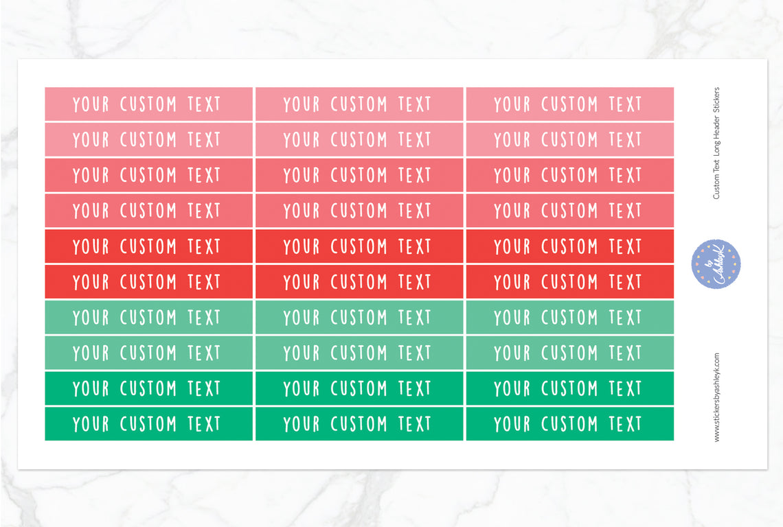 Custom Text Long Header Stickers - Watermelon