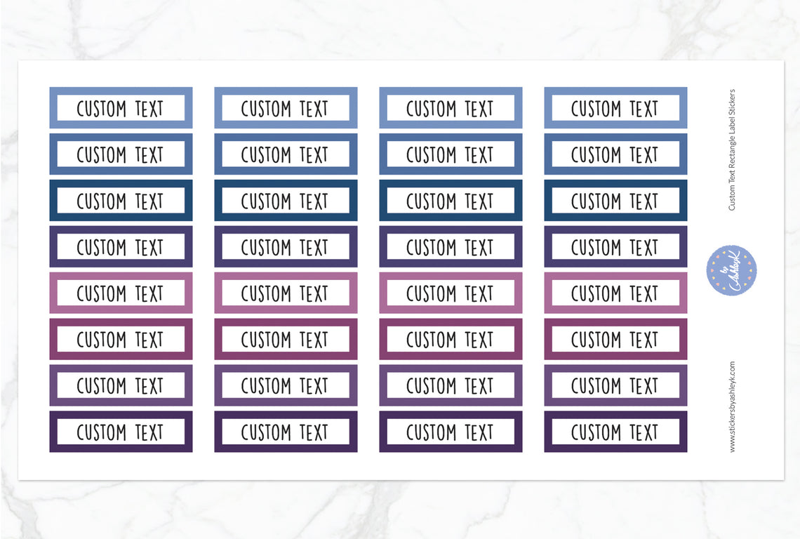 Custom Text Rectangle Label Stickers - Blueberry