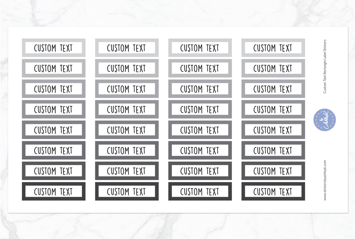 Custom Text Rectangle Label Stickers - Monochrome