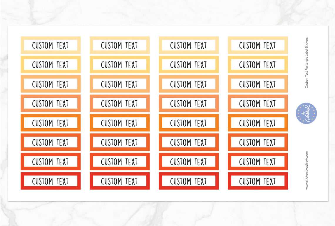 Custom Text Rectangle Label Stickers - Orange