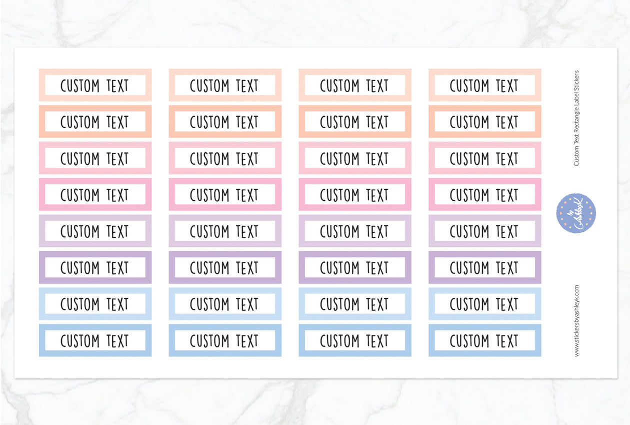 Custom Text Rectangle Label Stickers - Pastel Sunset