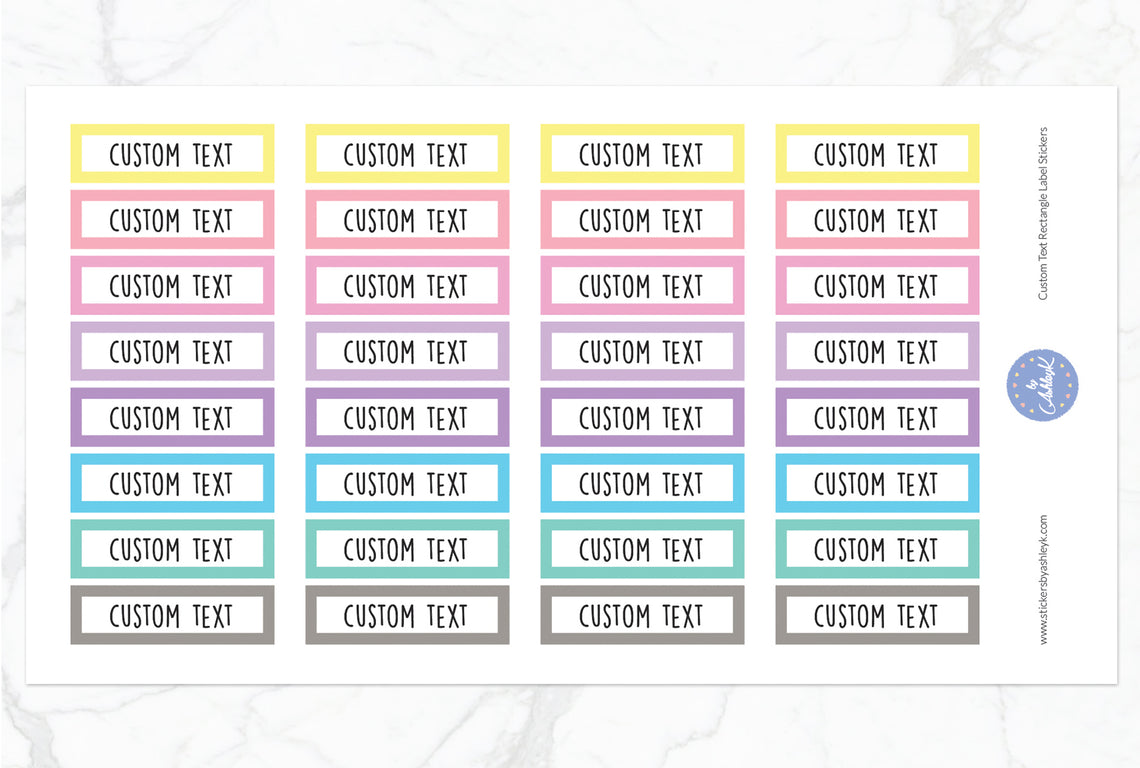 Custom Text Rectangle Label Stickers - Pastel