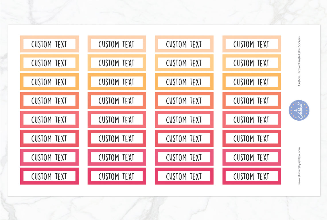 Custom Text Rectangle Label Stickers - Peach