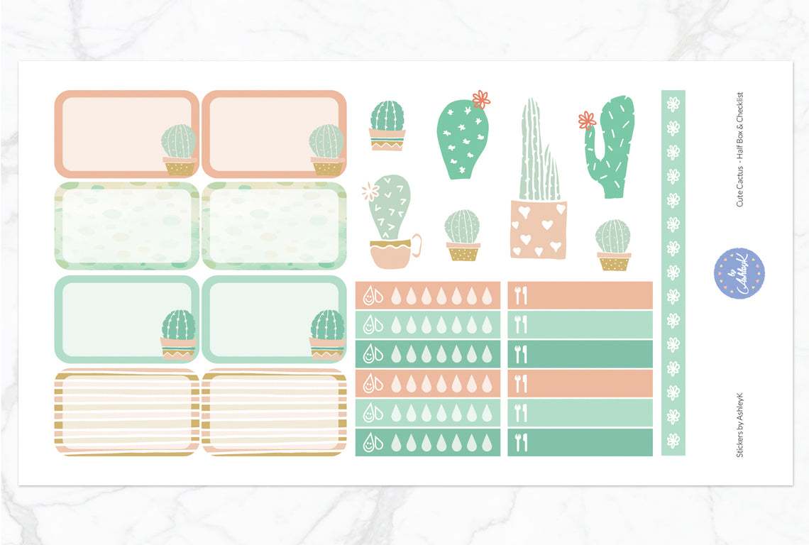 Cute Cactus Weekly Kit  - Half Box Sheet