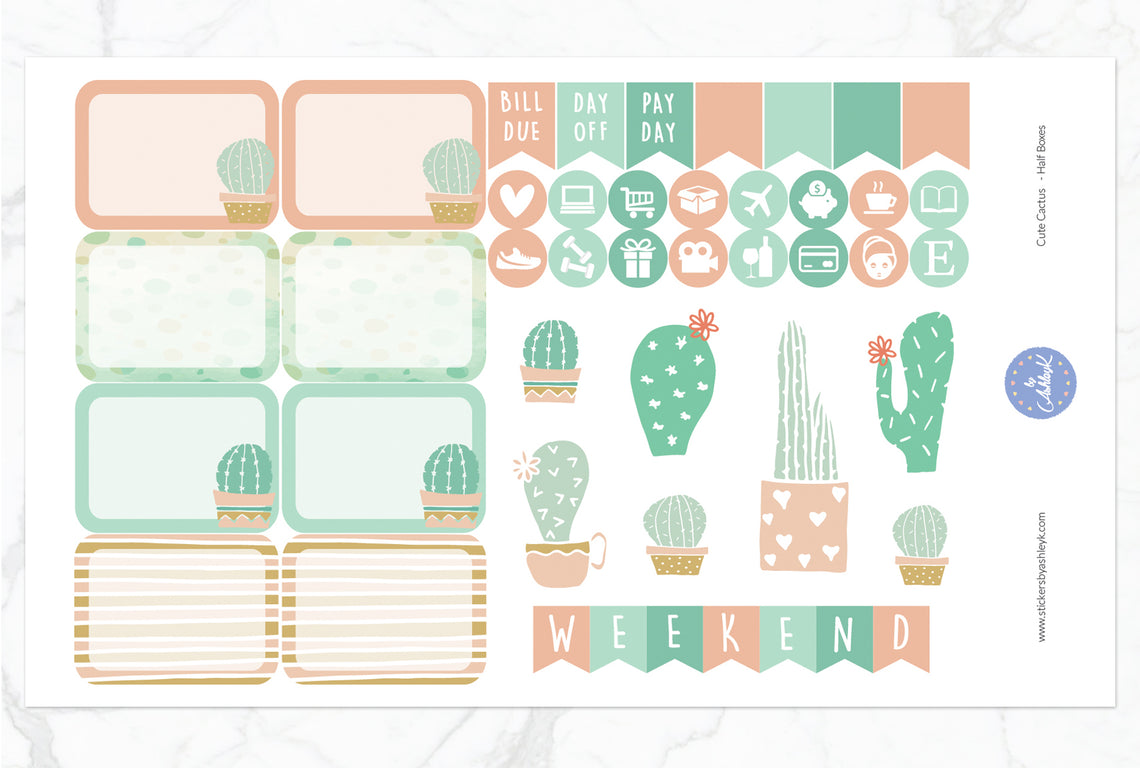 Cute Cactus Weekly Kit  - Half Box Sheet