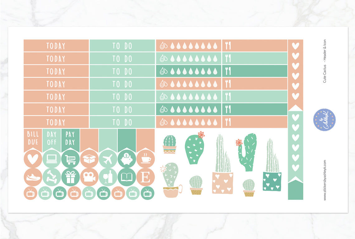 Cute Cactus Weekly Kit  - Functional Sheet