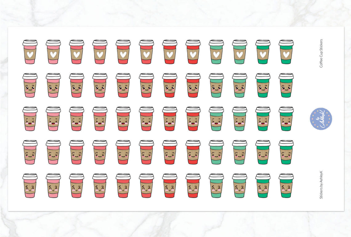 Cute Coffee Cup Stickers - Watermelon