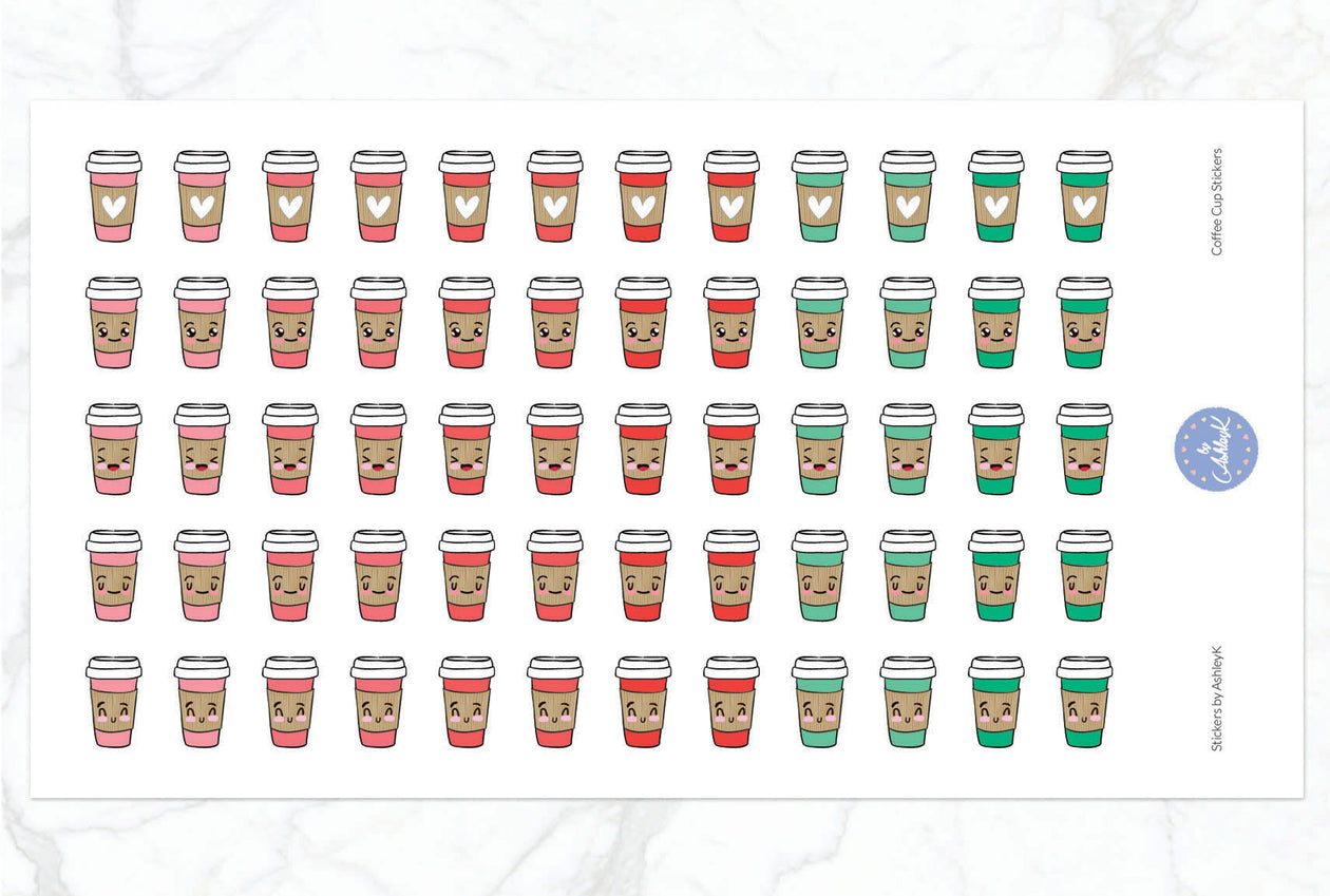 Cute Coffee Cup Stickers - Watermelon