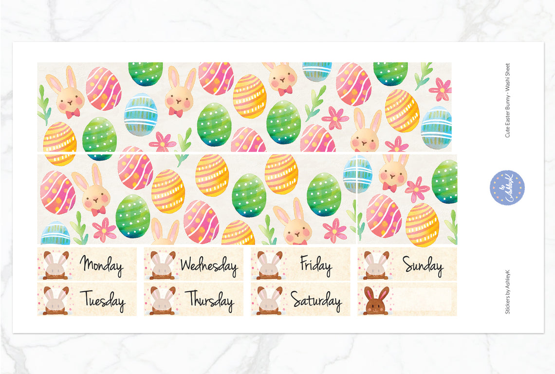 Cute Easter Bunny Weekly Kit  - Washi Sheet
