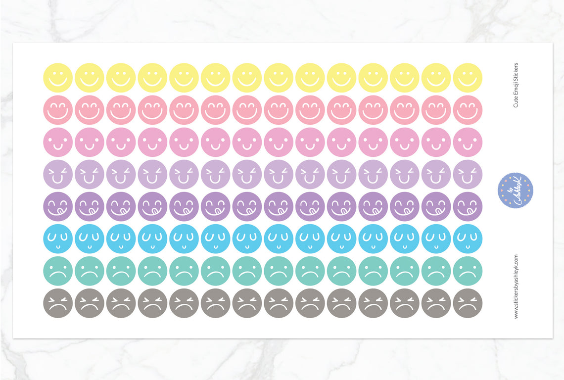 Cute Emoji Round Stickers - Pastel