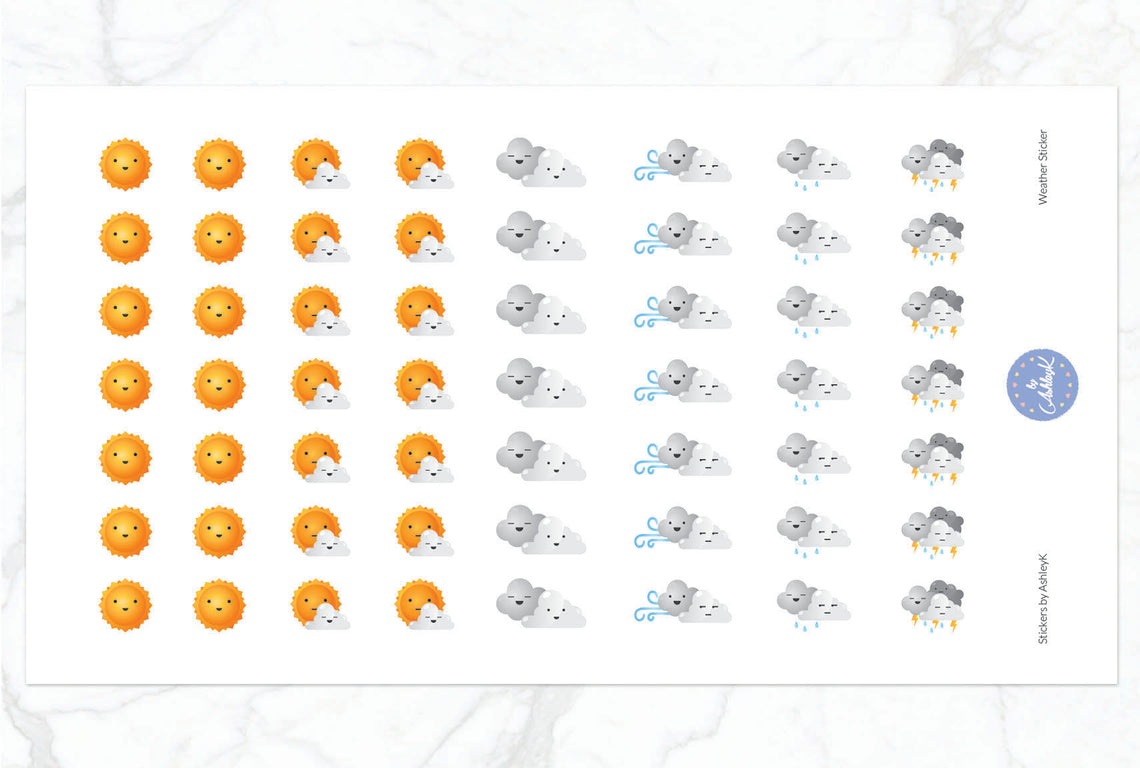 Cute Weather Stickers - Without Snow