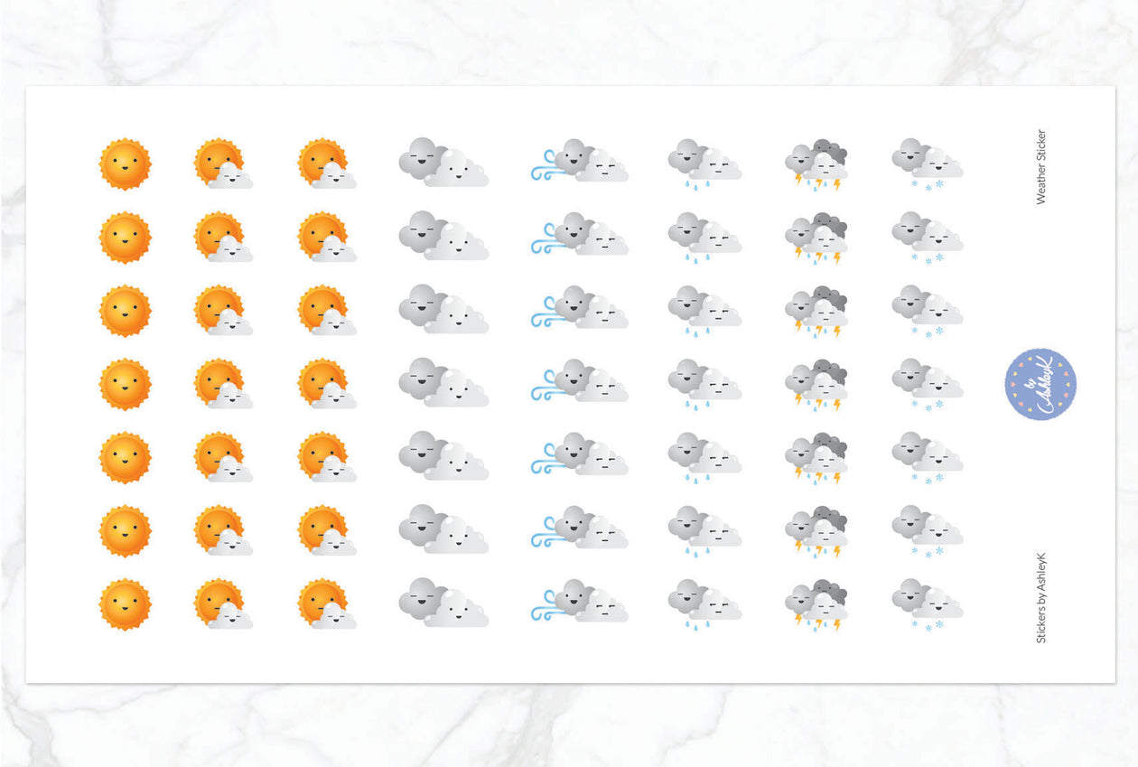 Cute Weather Stickers - With Snow