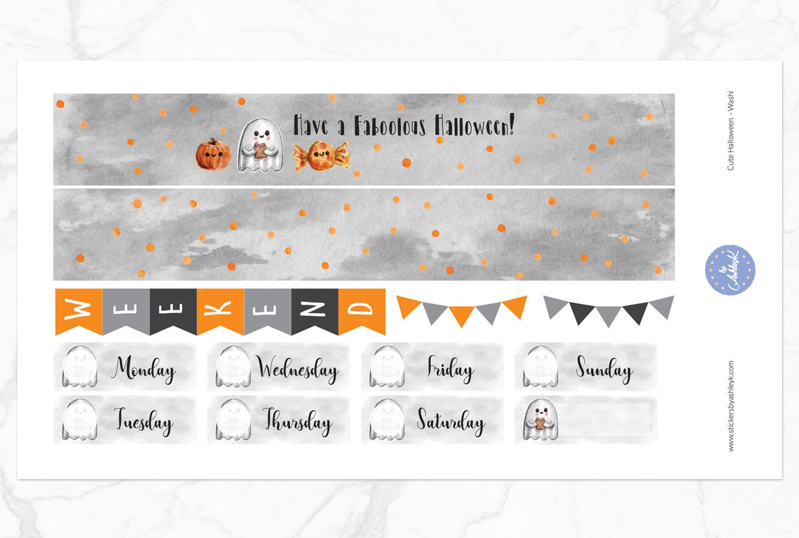 Cute Halloween Weekly Kit  - Washi Sheet