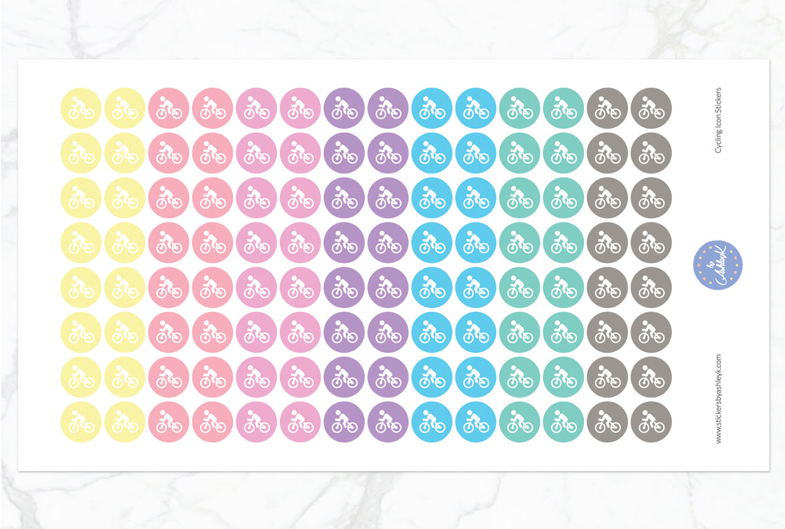Cycling Icon Round Stickers - Pastel