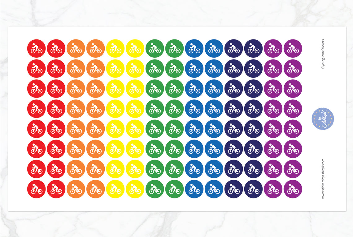 Cycling Icon Round Stickers - Rainbow