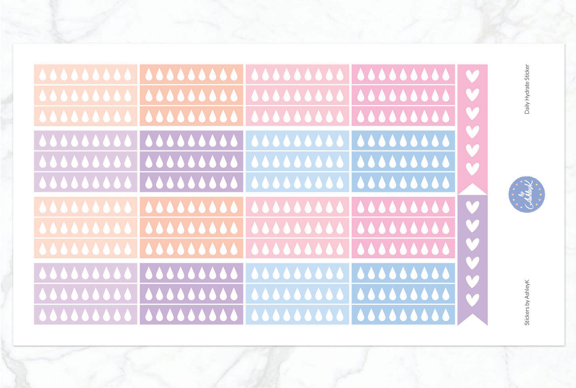 Daily Hydrate Stickers - Pastel Sunset