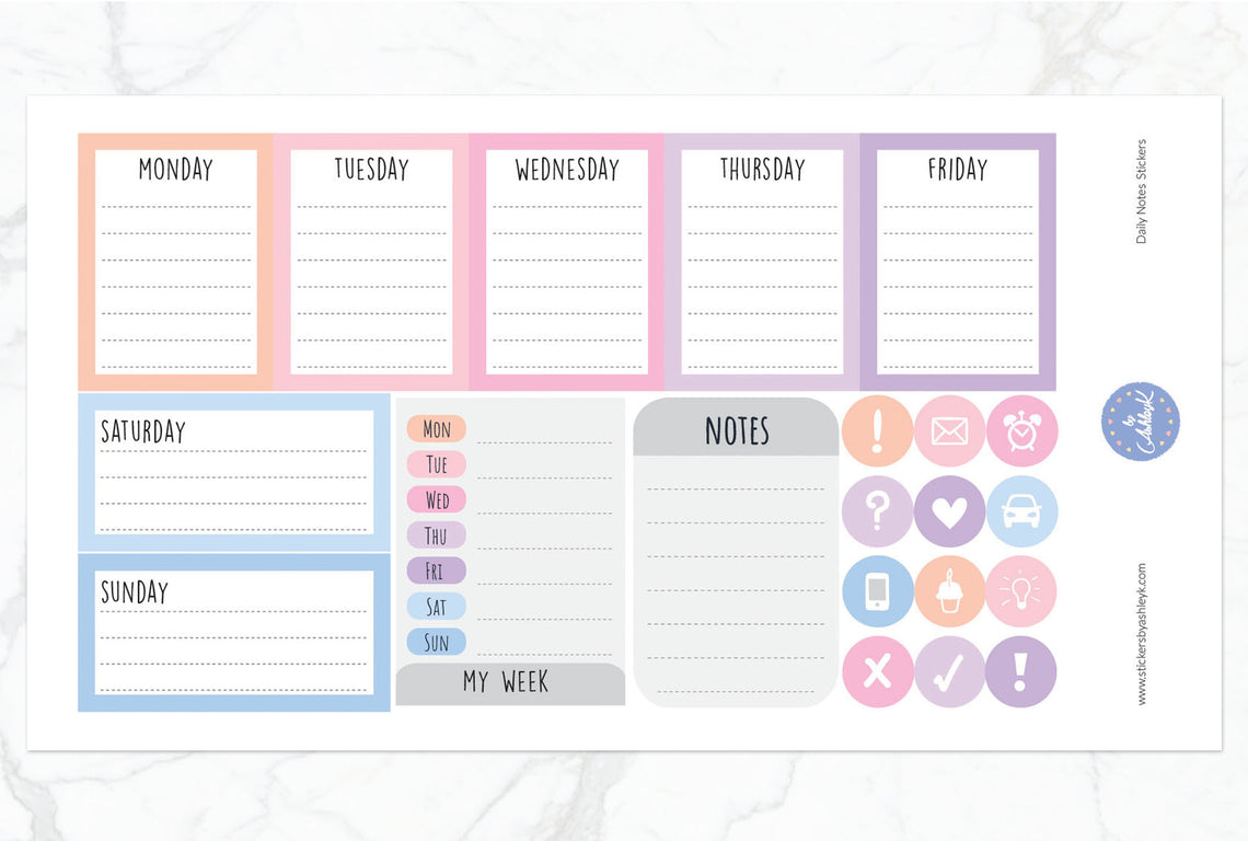 Daily Notes Stickers - Pastel Sunset