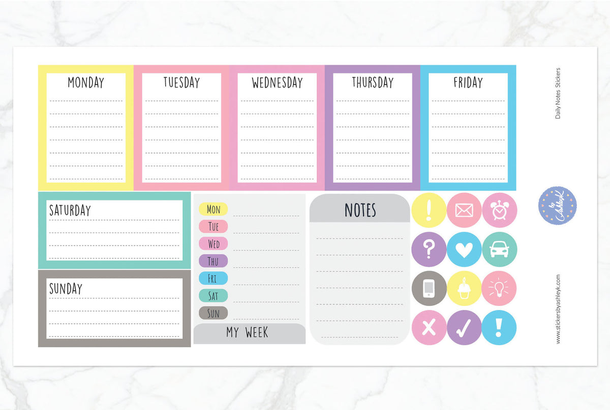 Daily Notes Planner Stickers – Stickers by AshleyK