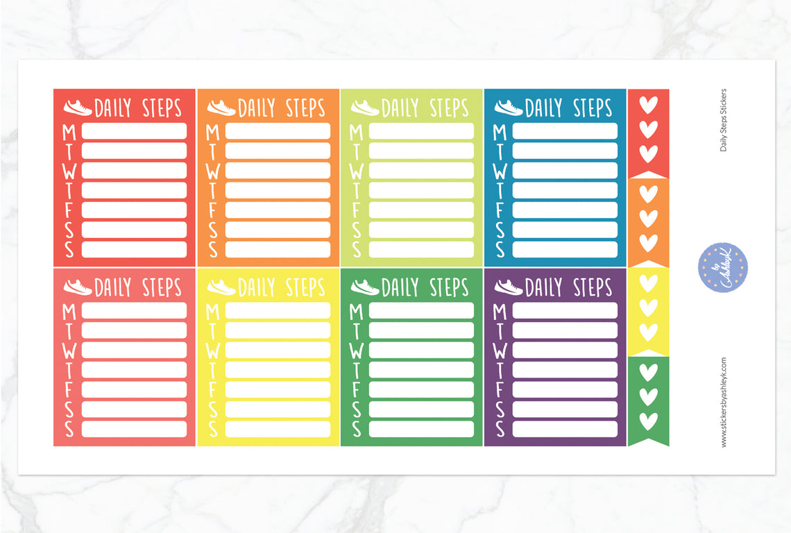 Daily Steps Stickers - Pastel Rainbow