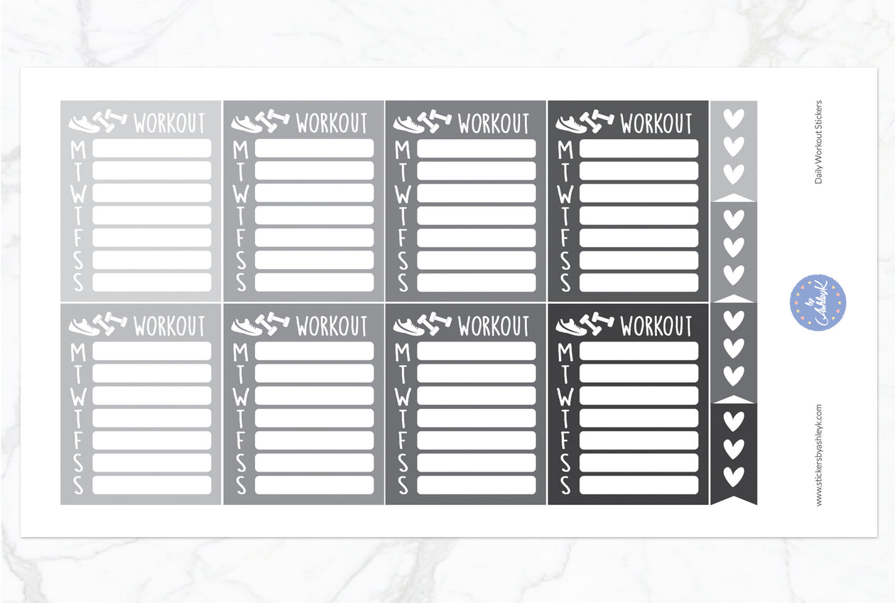 Daily Workout Stickers - Monochrome