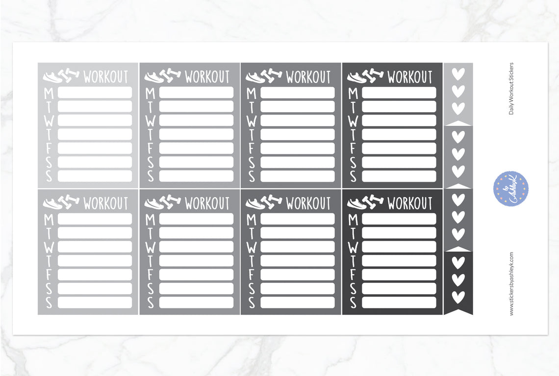 Daily Workout Stickers - Monochrome