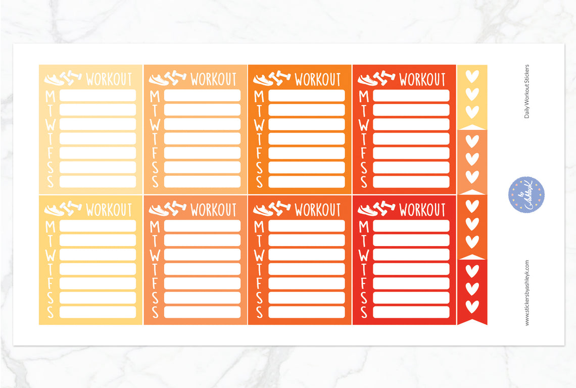 Daily Workout Stickers - Orange