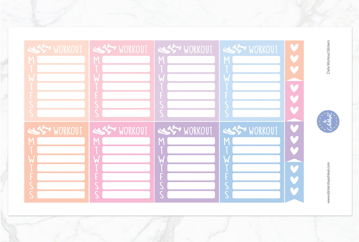 Daily Workout Stickers - Pastel Sunset