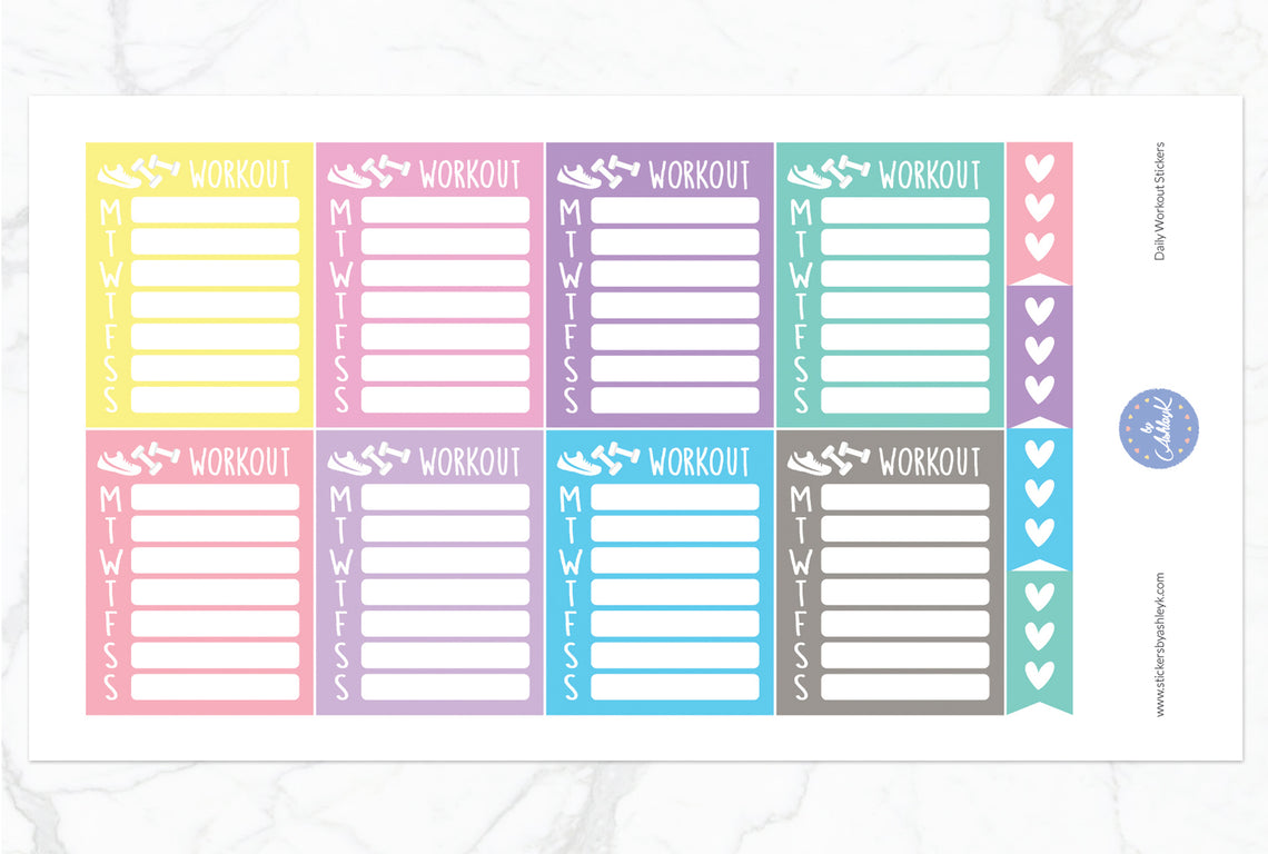 Daily Workout Stickers - Pastel