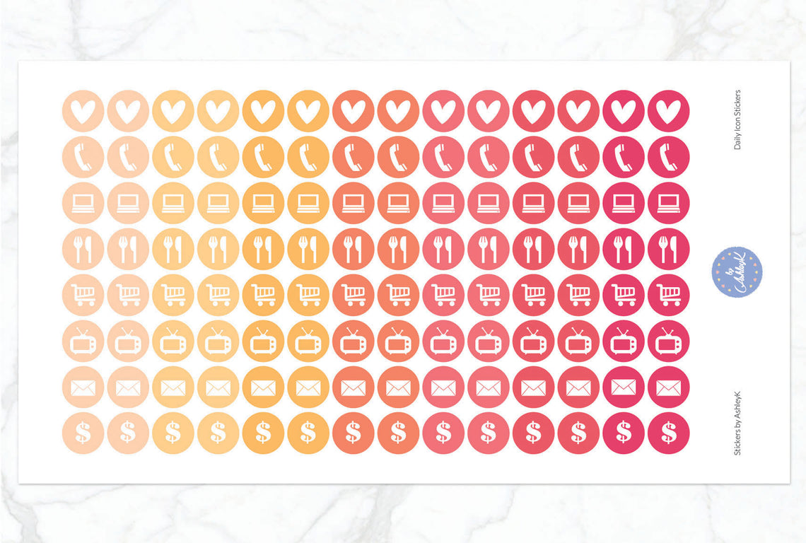 Daily Icon Stickers - Peach
