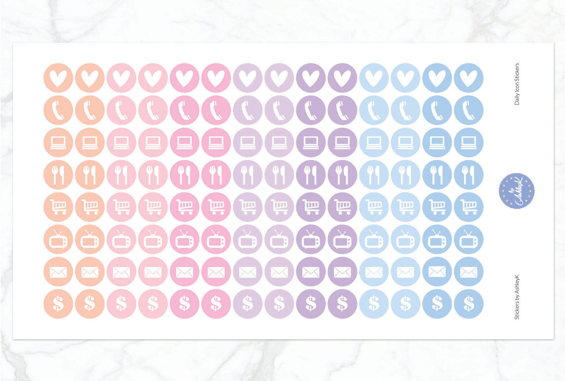 Daily Icon Stickers - Pastel Sunset