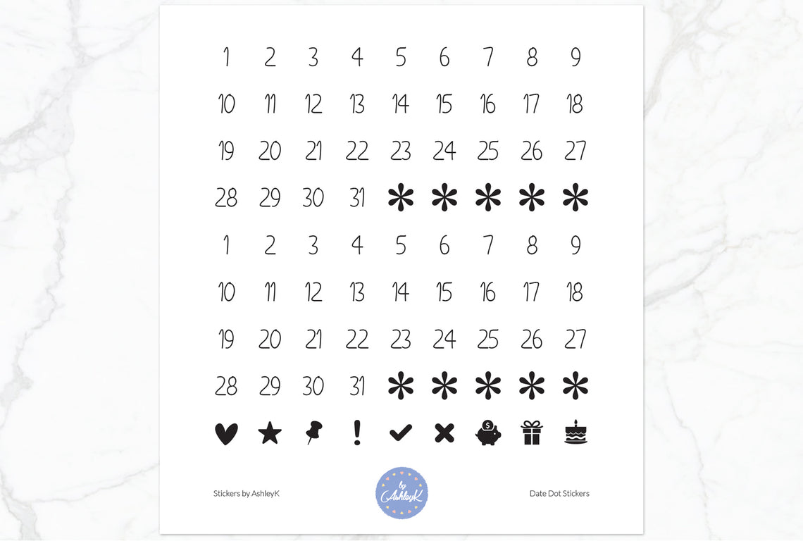 Date Dot Stickers - White