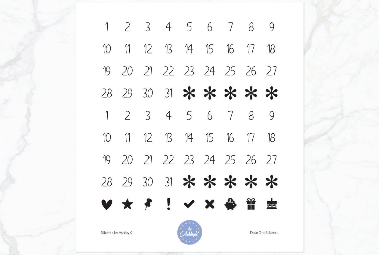 Date Dot Stickers - White