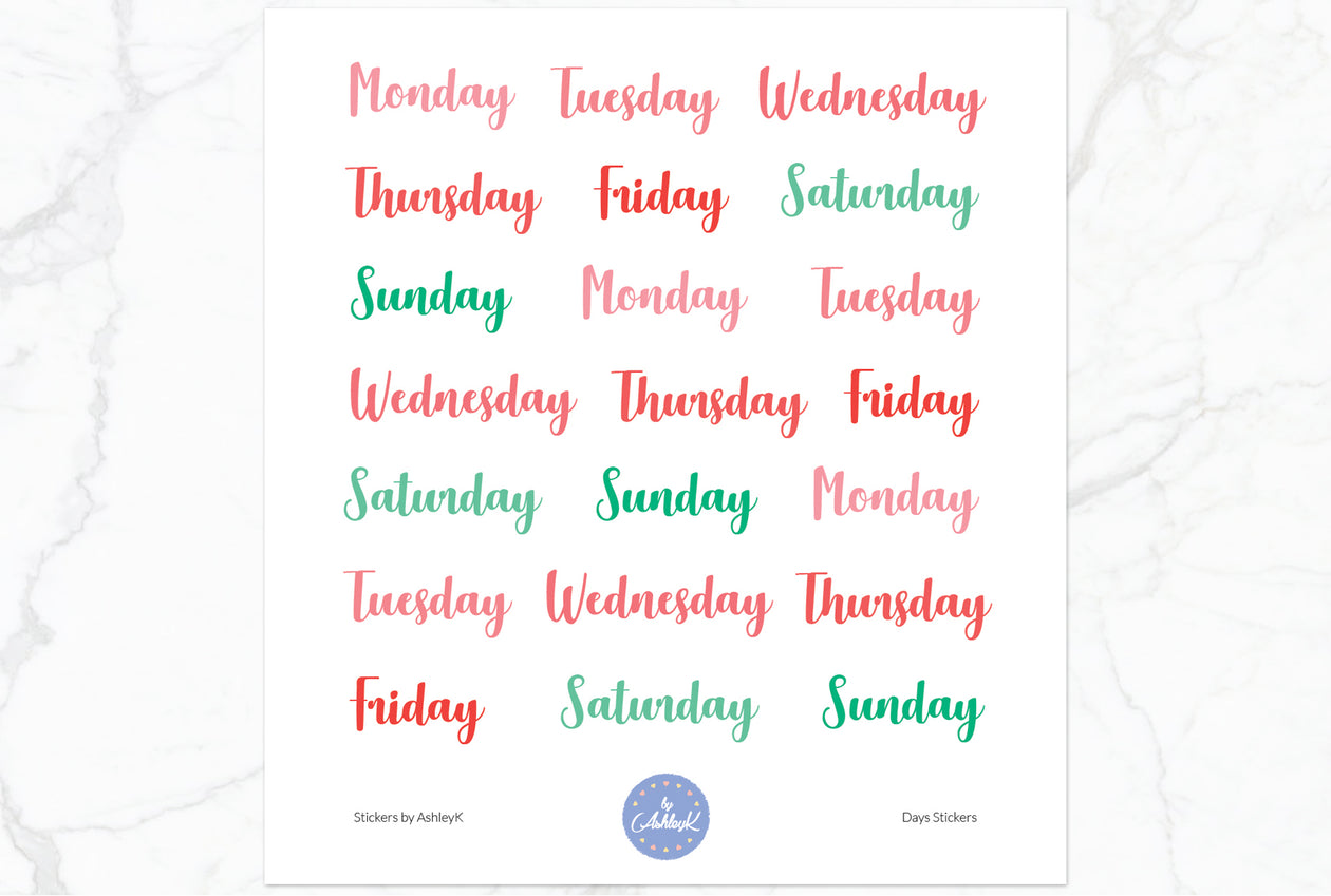 Days Script Stickers - Watermelon