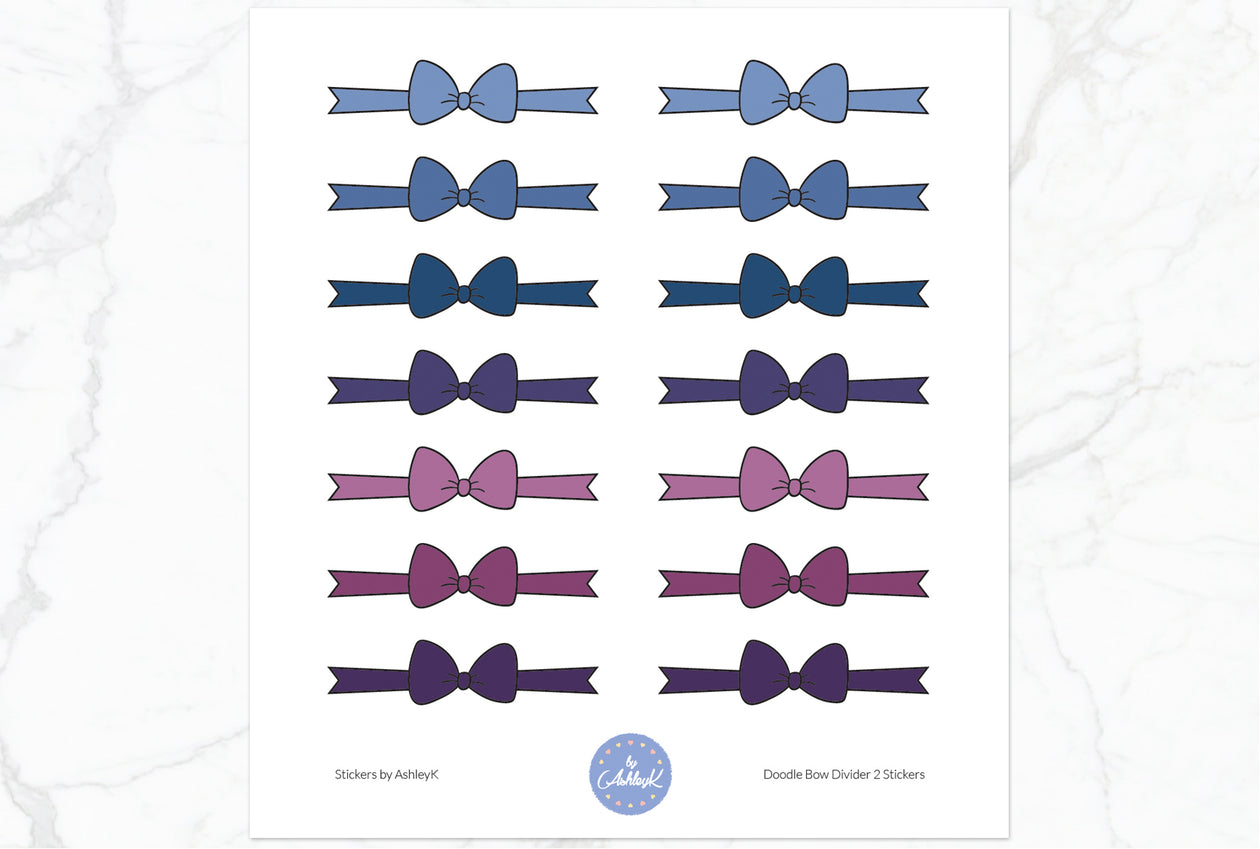 Doodle Bow Divider Stickers - Blueberry