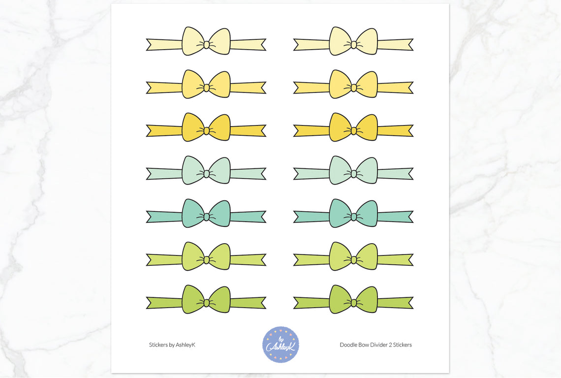 Doodle Bow Divider Stickers - Lemon&Lime