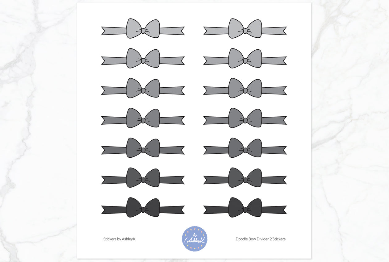 Doodle Bow Divider Stickers - Monochrome