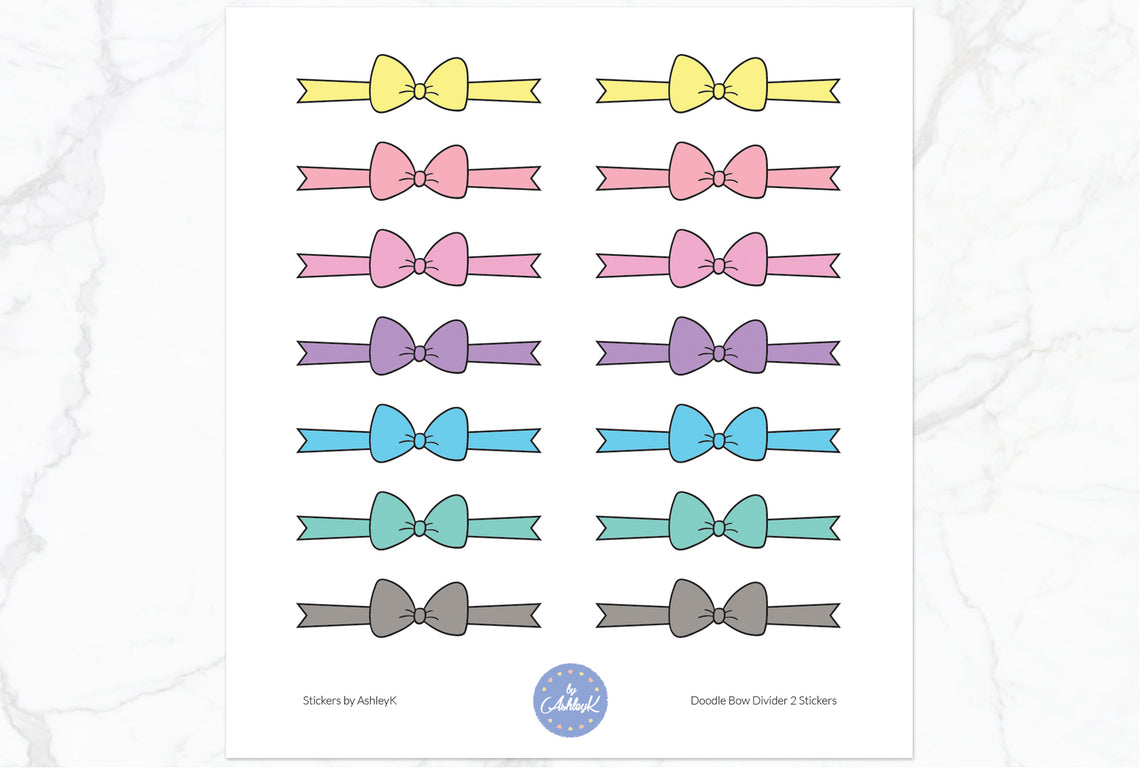 Doodle Bow Divider Stickers - Pastel