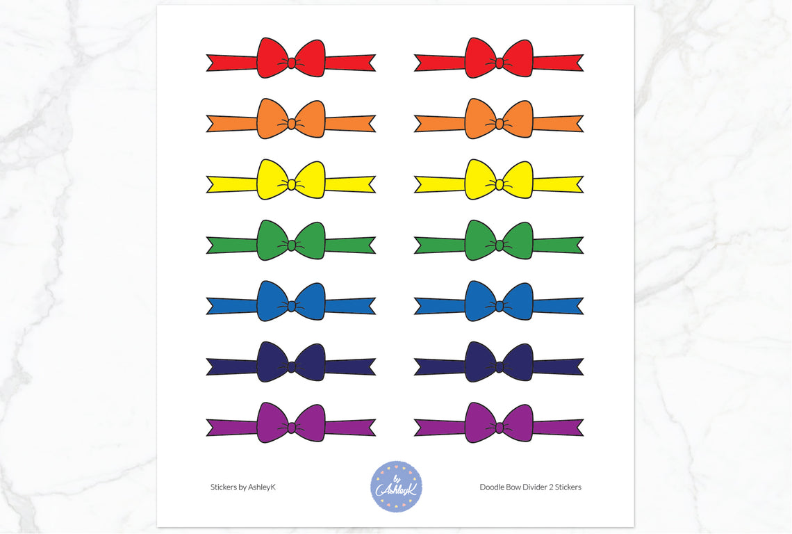 Doodle Bow Divider Stickers - Rainbow