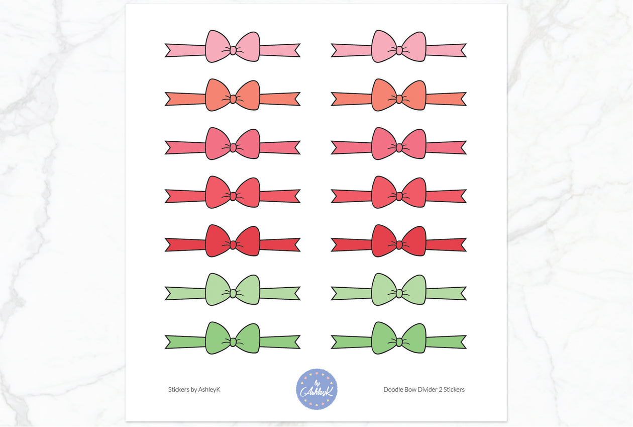 Doodle Bow Divider Stickers - Strawberry