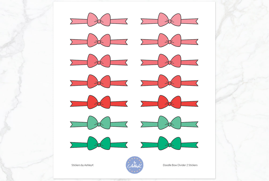 Doodle Bow Divider Stickers - Watermelon