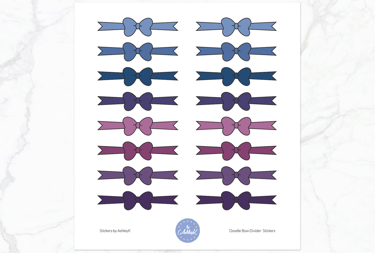 Doodle Bow Divider Stickers - Blueberry