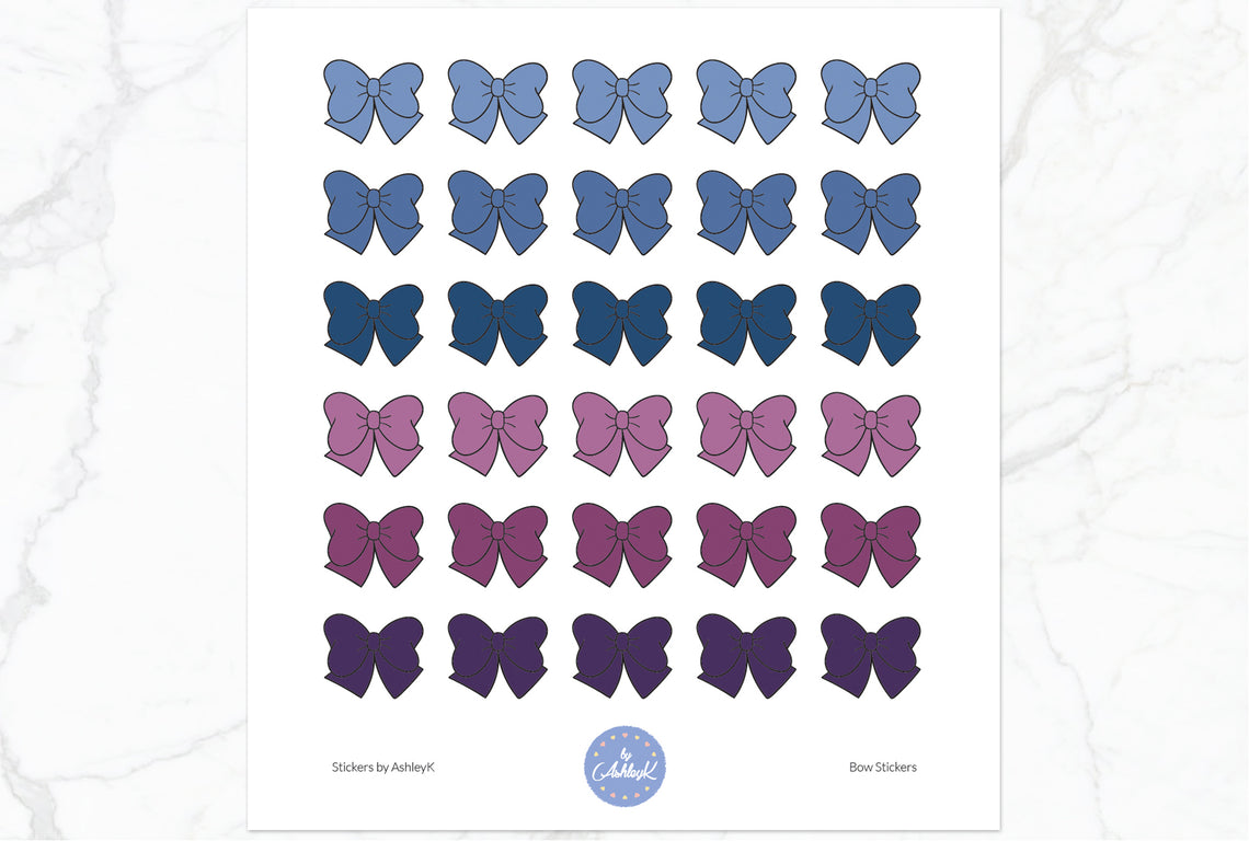 Doodle Bow Stickers - Blueberry