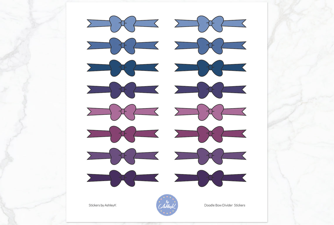 Doodle Bow Divider Stickers - Blueberry