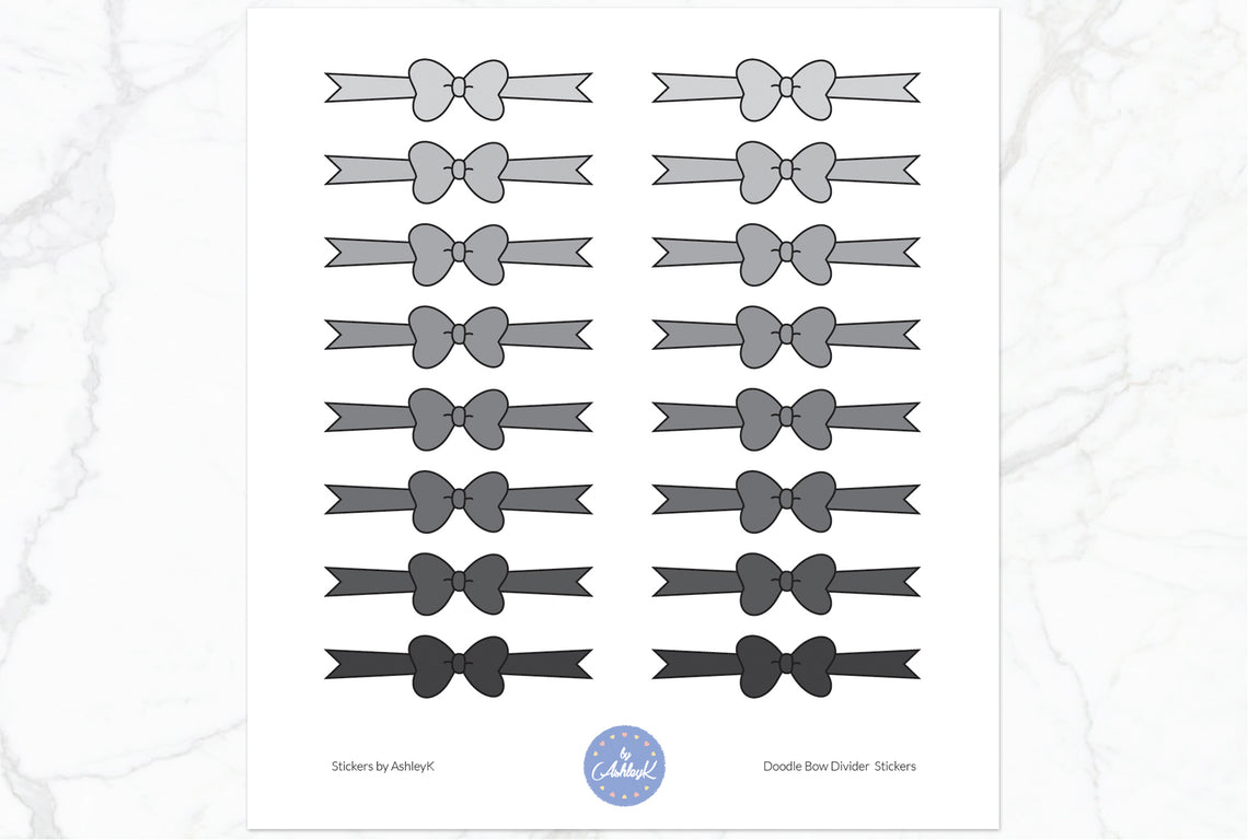 Doodle Bow Divider Stickers - Monochrome