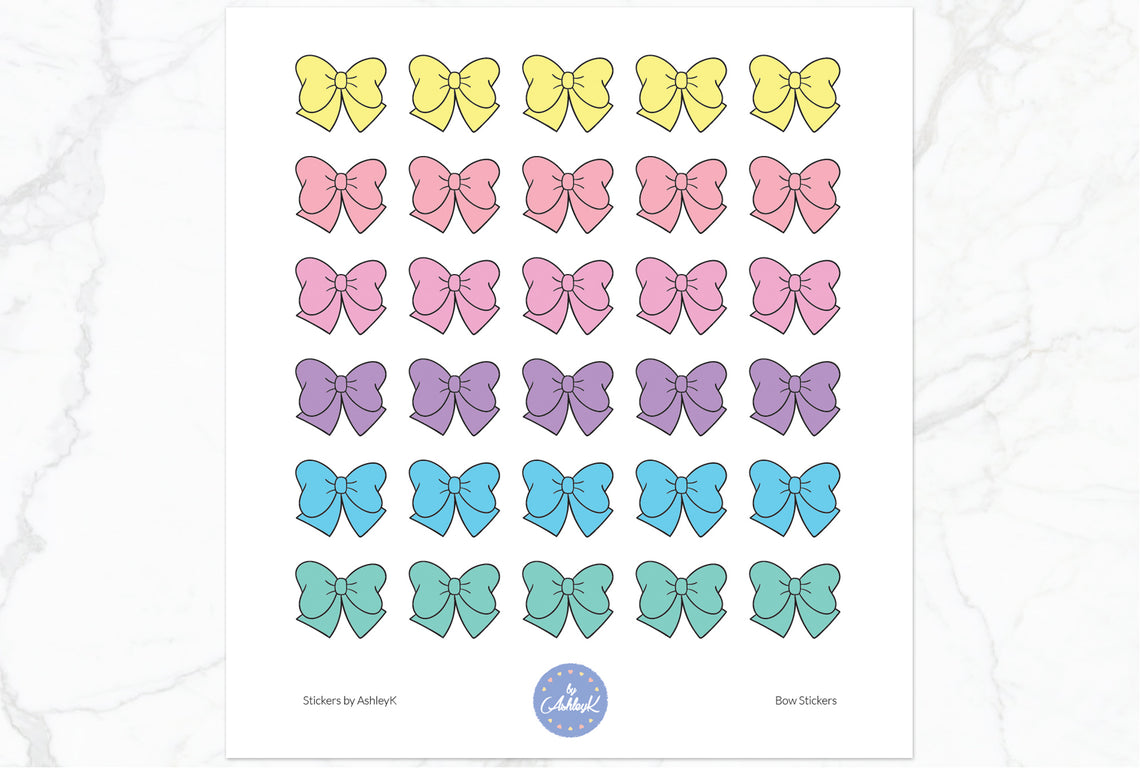 Doodle Bow Stickers - Pastel