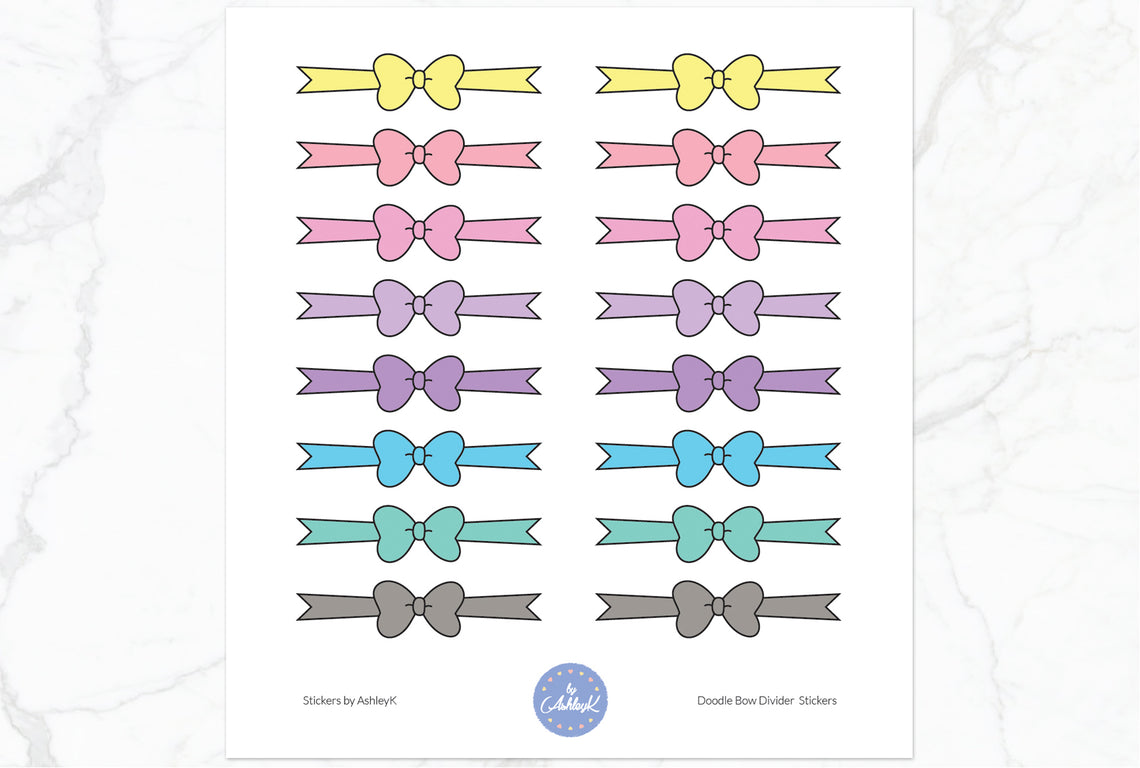 Doodle Bow Divider Stickers - Pastel