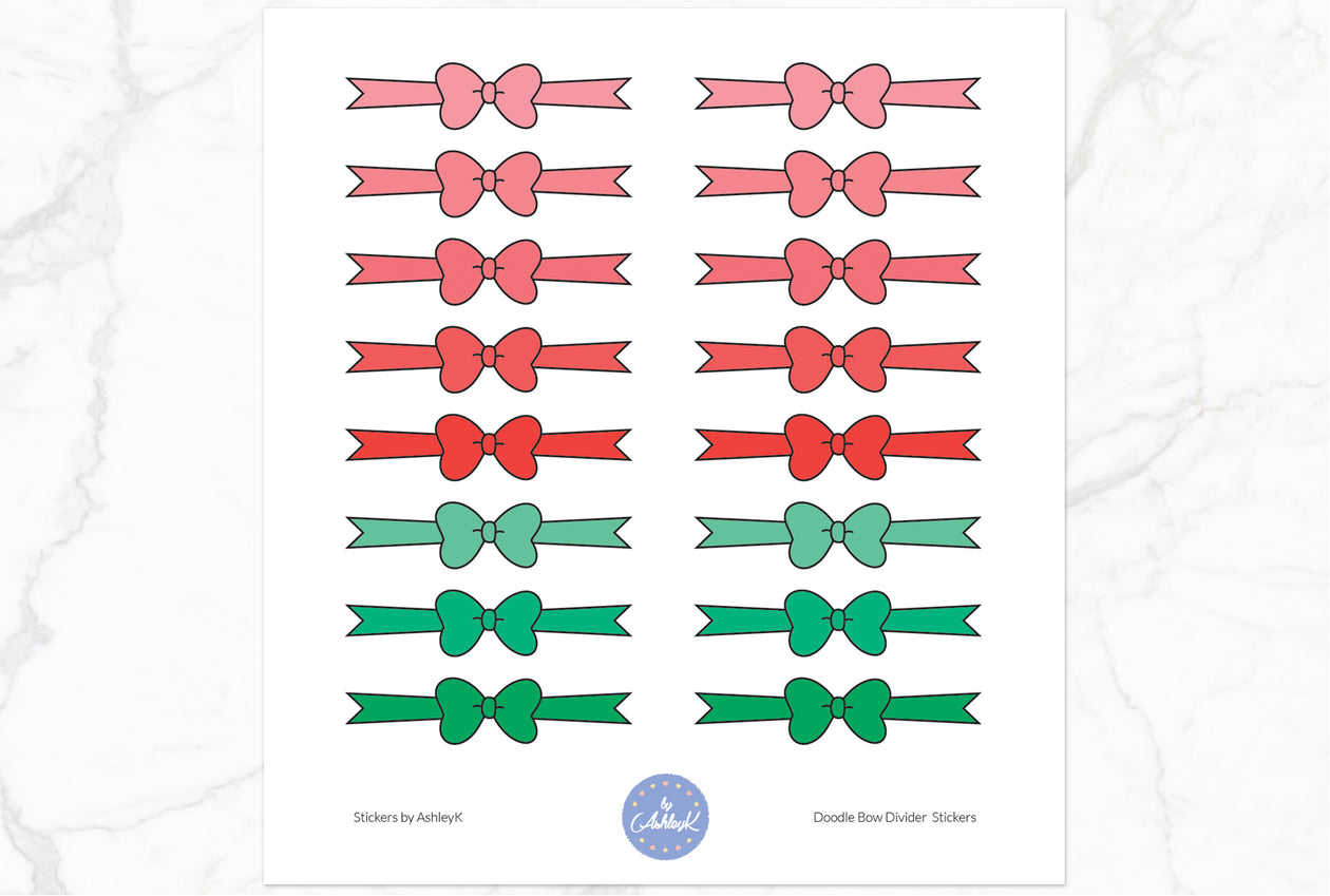 Doodle Bow Divider Stickers - Watermelon