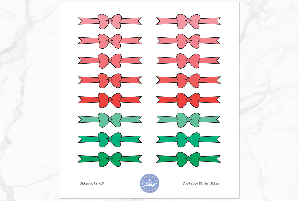 Doodle Bow Divider Stickers - Watermelon